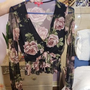 Guess flowy mesh shirt - floral pattern